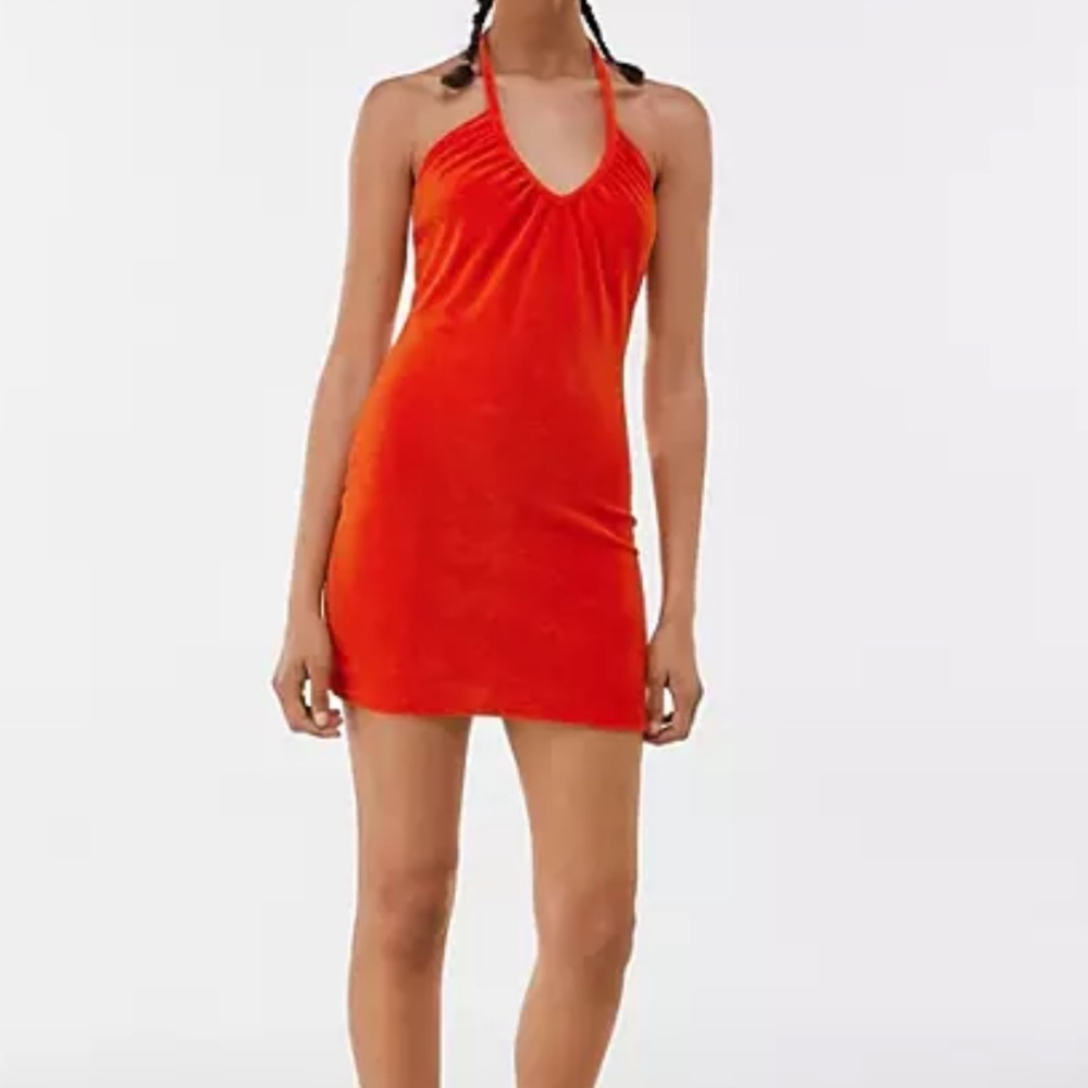 Bershka Red Terrycloth Fitted Dress